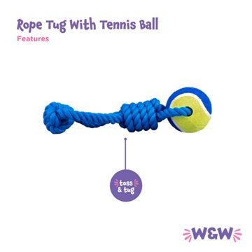 Woof & Whiskers Tennis Ball Rope Dog Toy