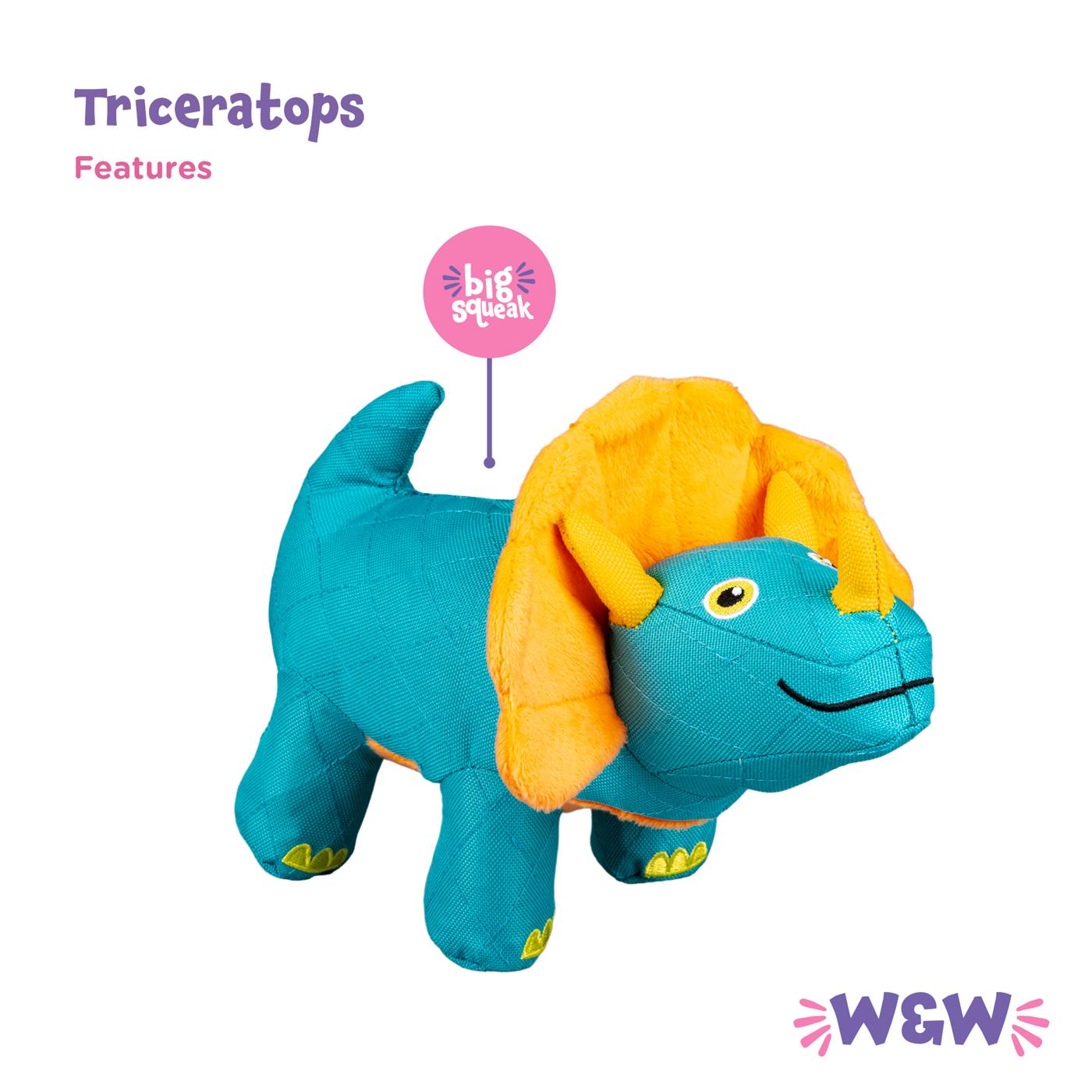 Woof & Whiskers Triceratops Plush Dog Toy; image 2 of 4