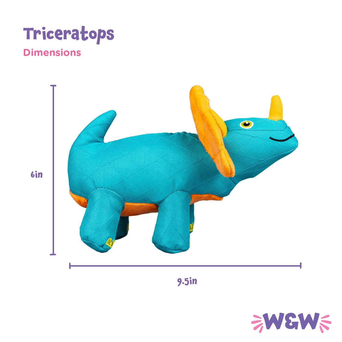 Woof & Whiskers Triceratops Plush Dog Toy; image 3 of 4