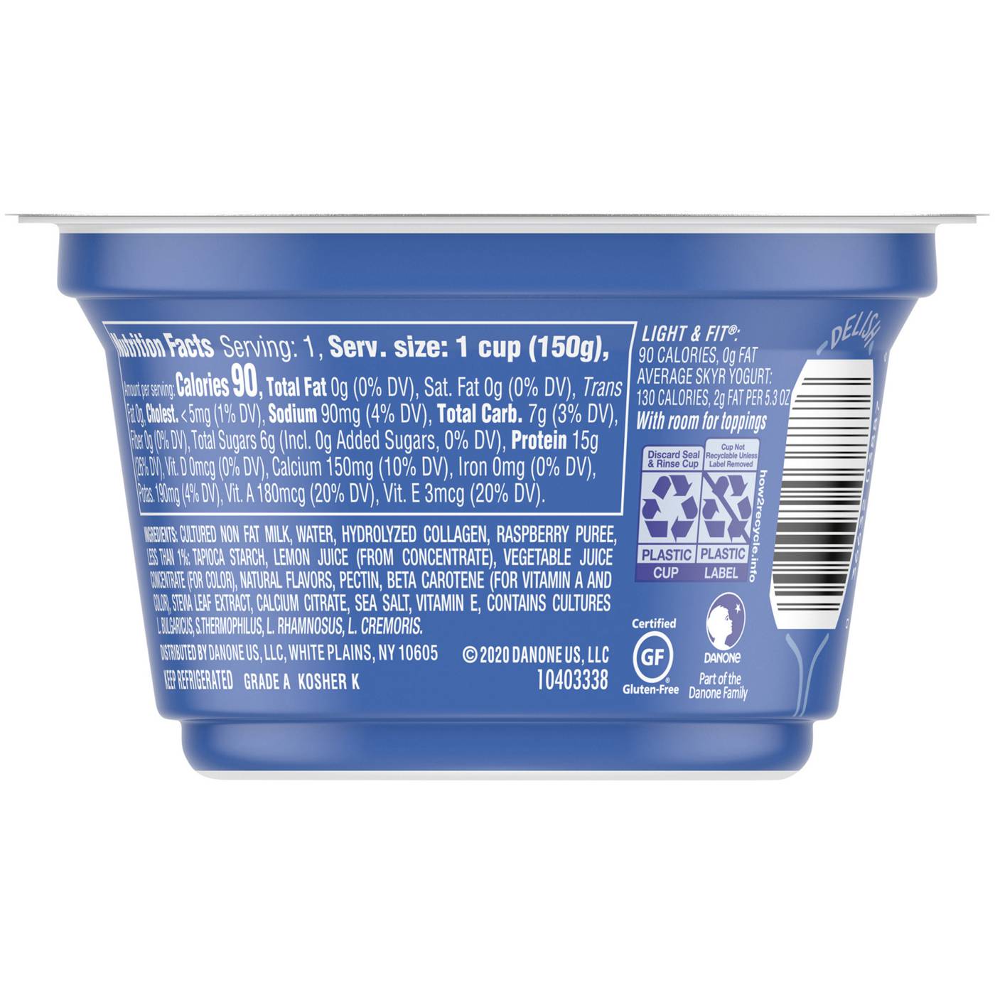 Dannon Light & Fit Non-Fat Raspberry Lime Yogurt With Collagen & Antioxidants; image 6 of 8