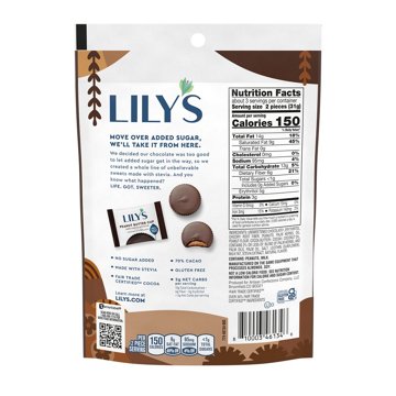 Lily's Dark Chocolate Style No Sugar Added Peanut Butter Cups, 3.2 oz