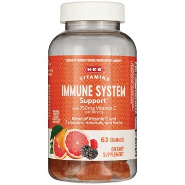 H-E-B Immune System Support Vitamin C 750 mg Gummies - Assorted Fruit, 63 ct