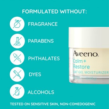 Aveeno Calm + Restore Oat Gel Face Moisturizer, For Sensitive Skin, 1.7 oz