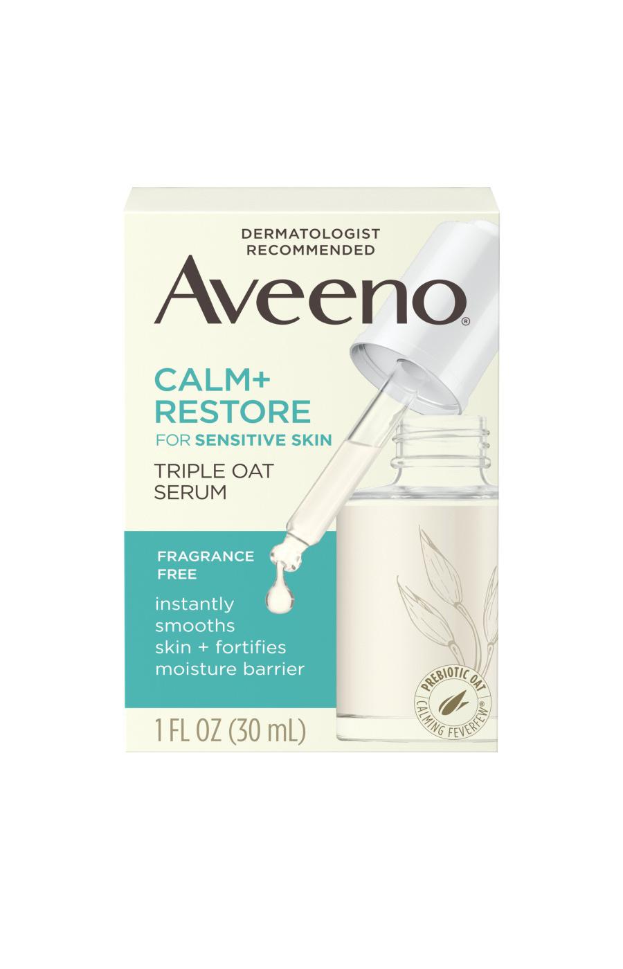 Aveeno Calm + Restore Triple Oat Face Serum, For Sensitive Skin; image 1 of 5