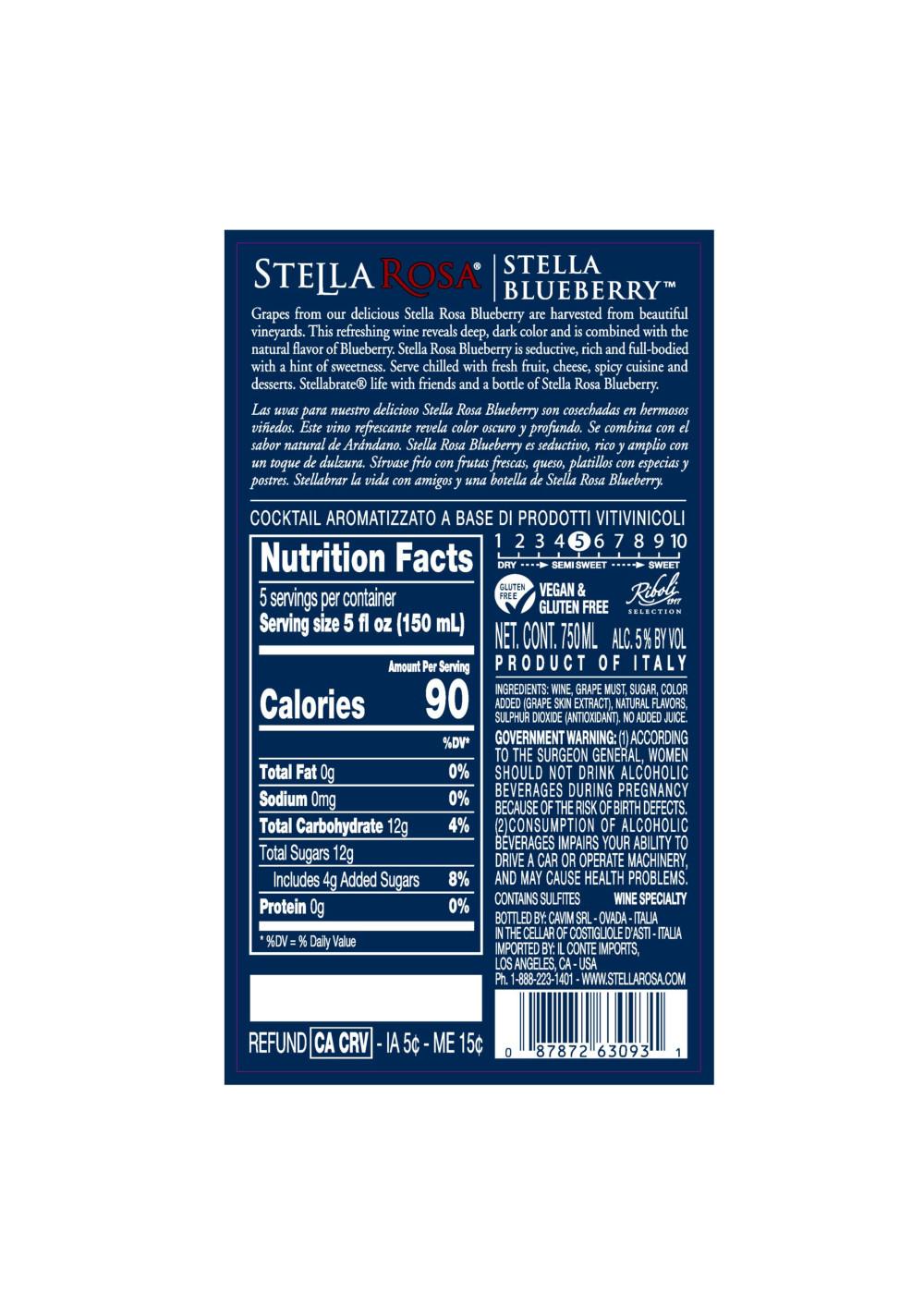 Stella Rosa L'Originale Blueberry Semi-Sweet Red Wine; image 8 of 8