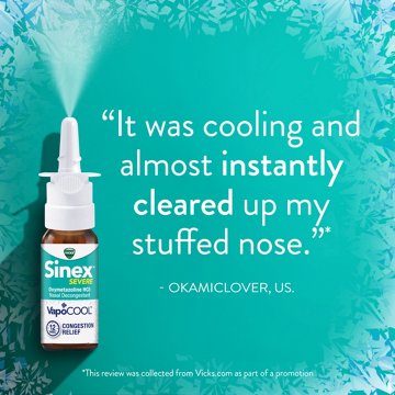 Vicks Sinex SEVERE Nasal Spray with VapoCOOL, Soothing Vicks Vapors, Decongestant Medicine