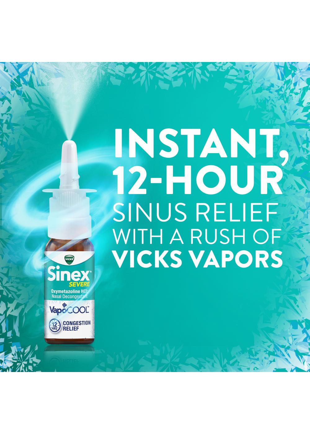 Vicks Sinex SEVERE Nasal Spray with VapoCOOL, Soothing Vicks Vapors, Decongestant Medicine; image 3 of 10