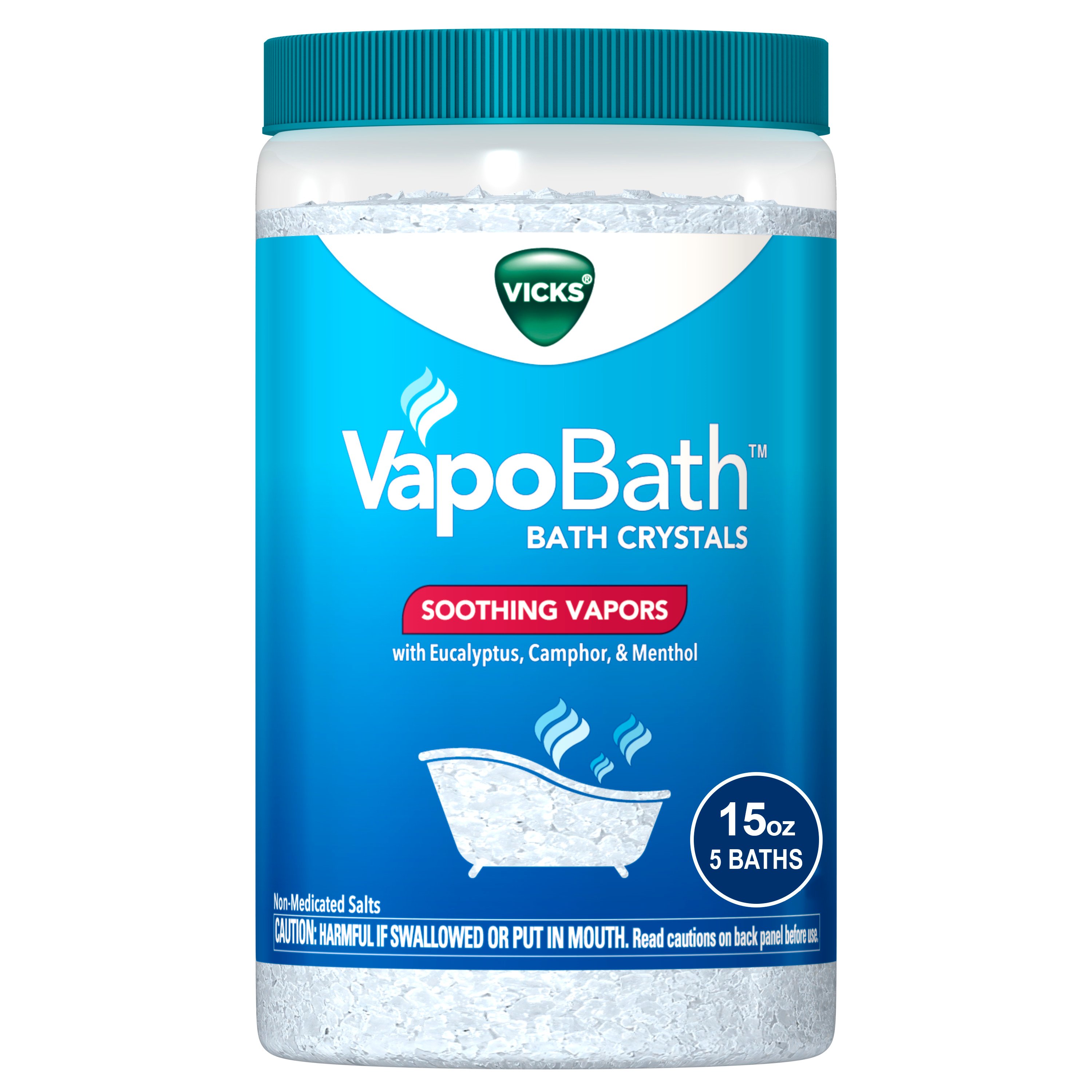 Vicks VapoBath, Bath Crystals, Soothing Non-Medicated Vicks Vapors, Refreshing Aromatherapy with Eucalyptus, Menthol, & Essential Oils, 15 oz