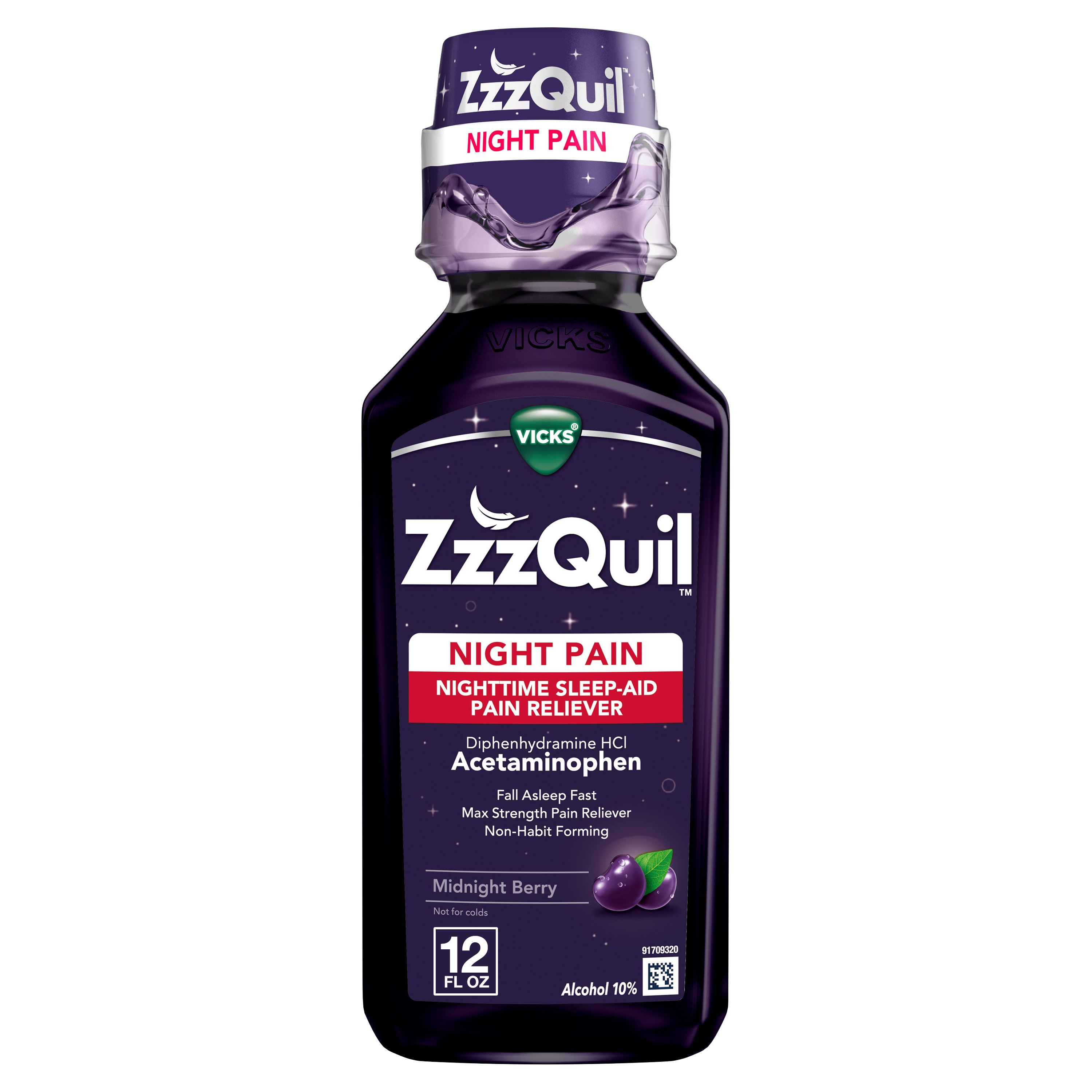 Vicks ZzzQuil Night Pain Liquid Midnight Berry Shop Sleep & Snoring