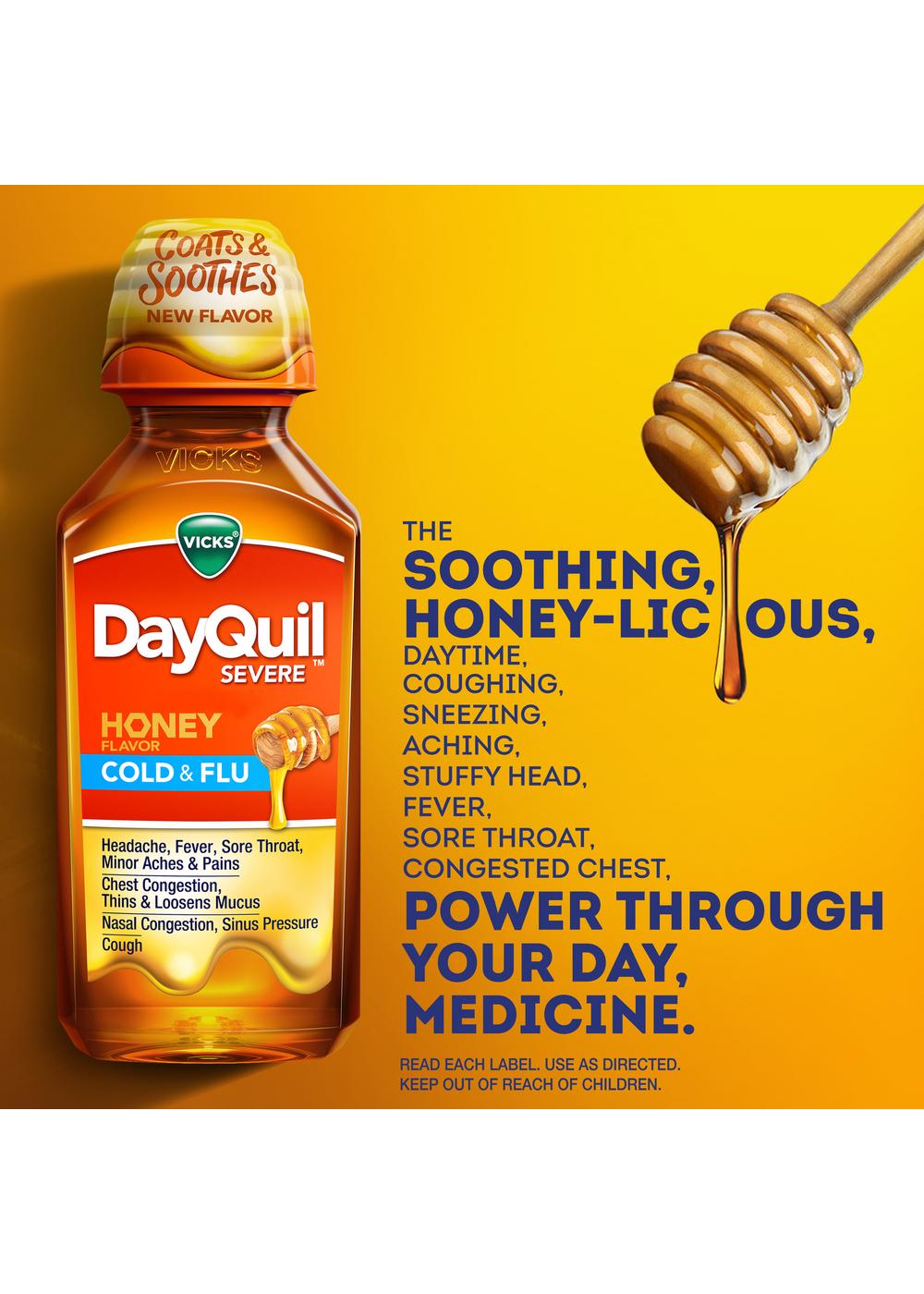 Vicks DayQuil SEVERE Cold & Flu Liquid - Honey; image 5 of 11