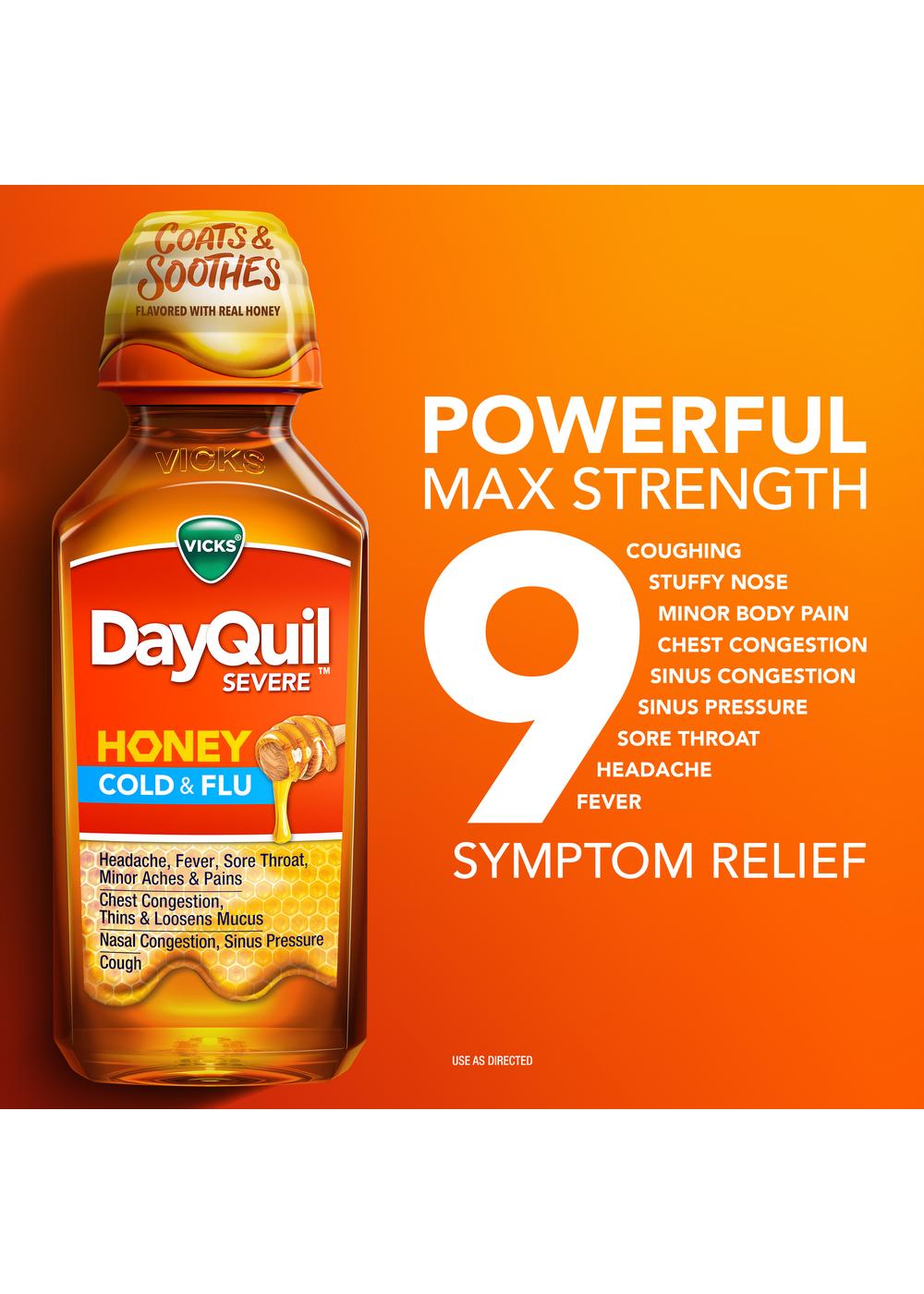 Vicks DayQuil SEVERE Cold & Flu Liquid - Honey; image 10 of 11