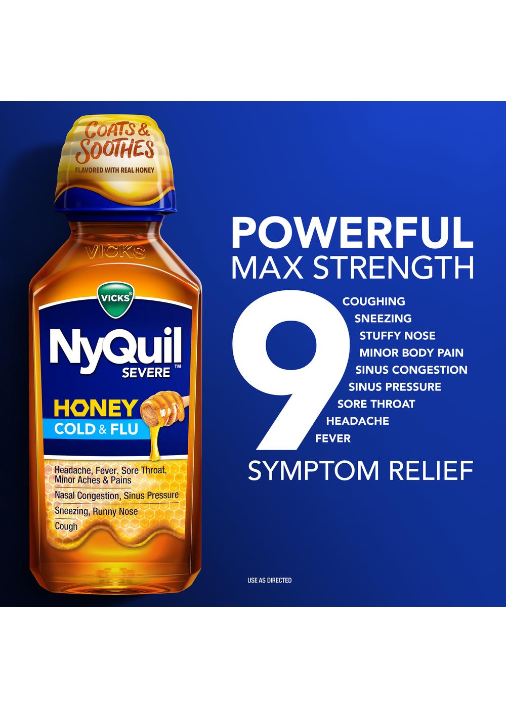 Vicks NyQuil SEVERE Cold & Flu Liquid - Honey; image 3 of 11