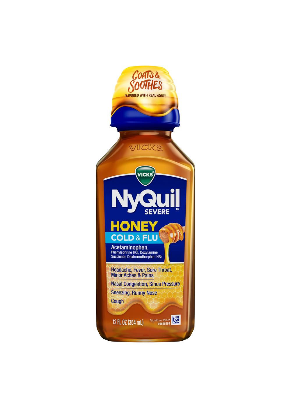 Vicks NyQuil SEVERE Cold & Flu Liquid - Honey; image 1 of 11