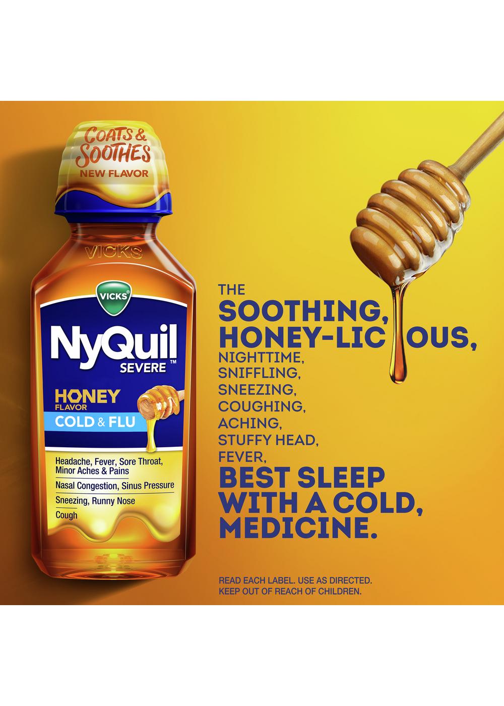 Vicks NyQuil SEVERE Cold & Flu Liquid - Honey; image 4 of 11