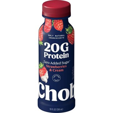 Chobani 20G Protein Zero Sugar Added Yogurt Drink - Strawberries & Cream, 10 oz