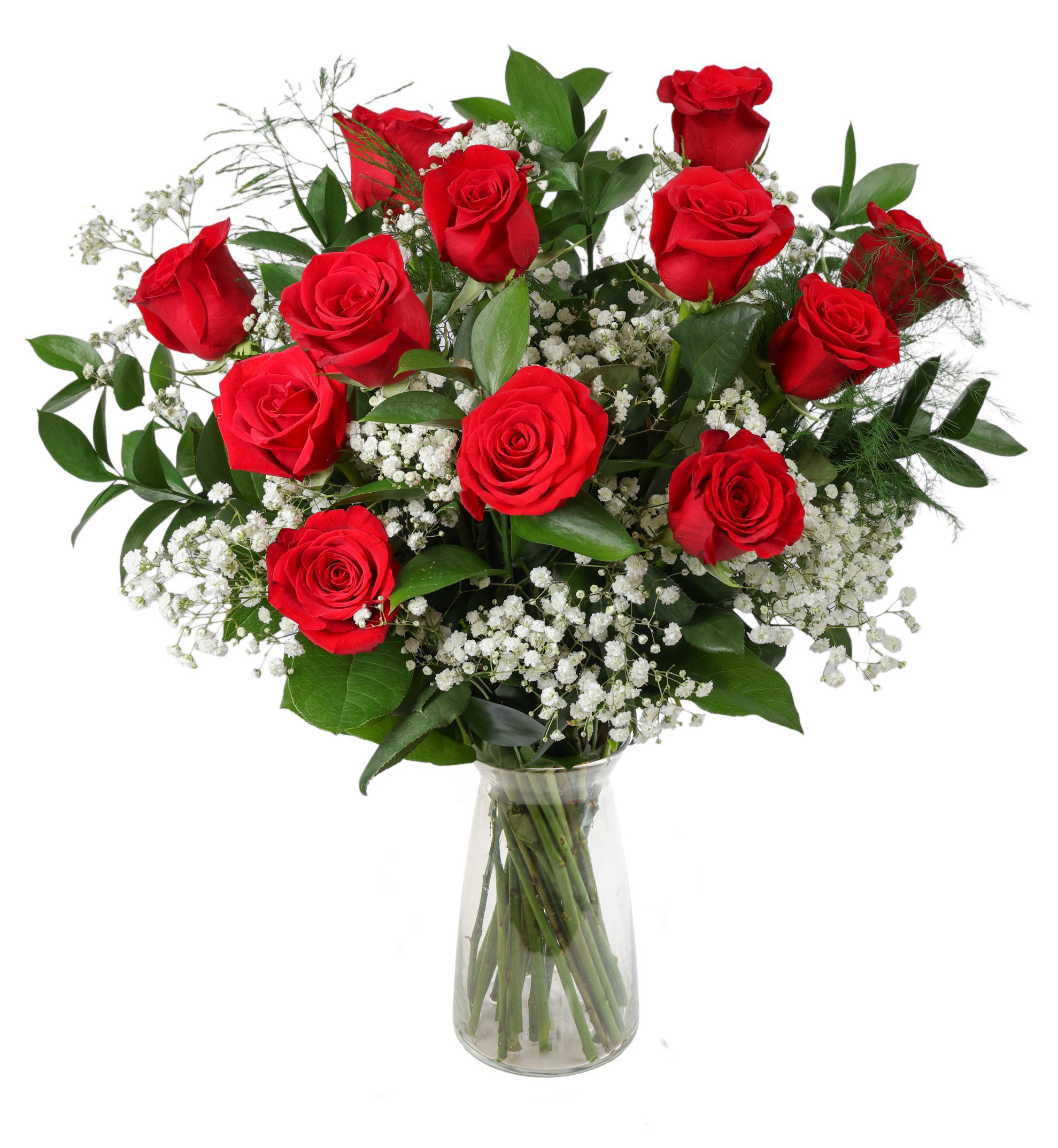 red roses bouquet vase