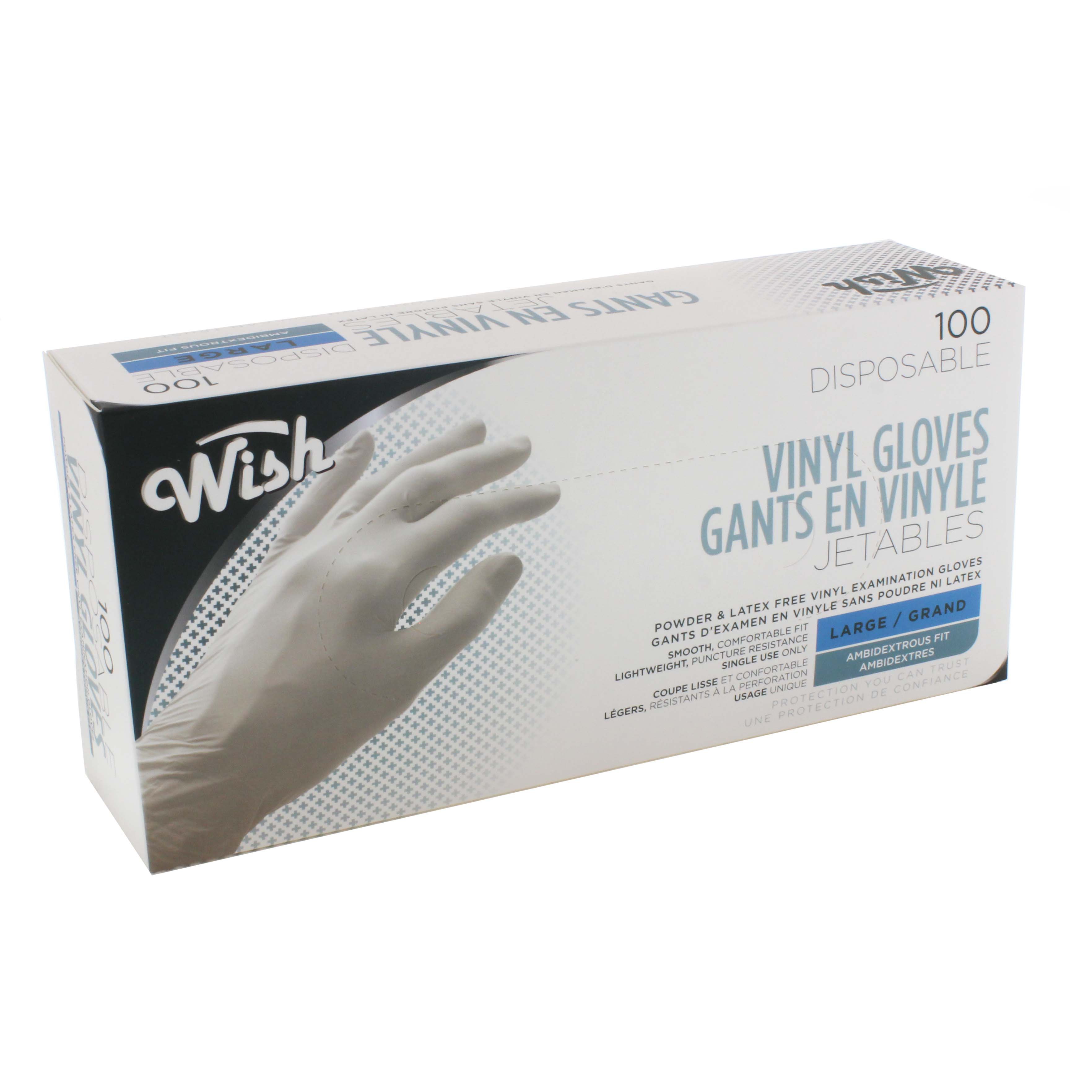 Wish PowderFree Vinyl Disposable Gloves, Large Shop Kits & Supplies