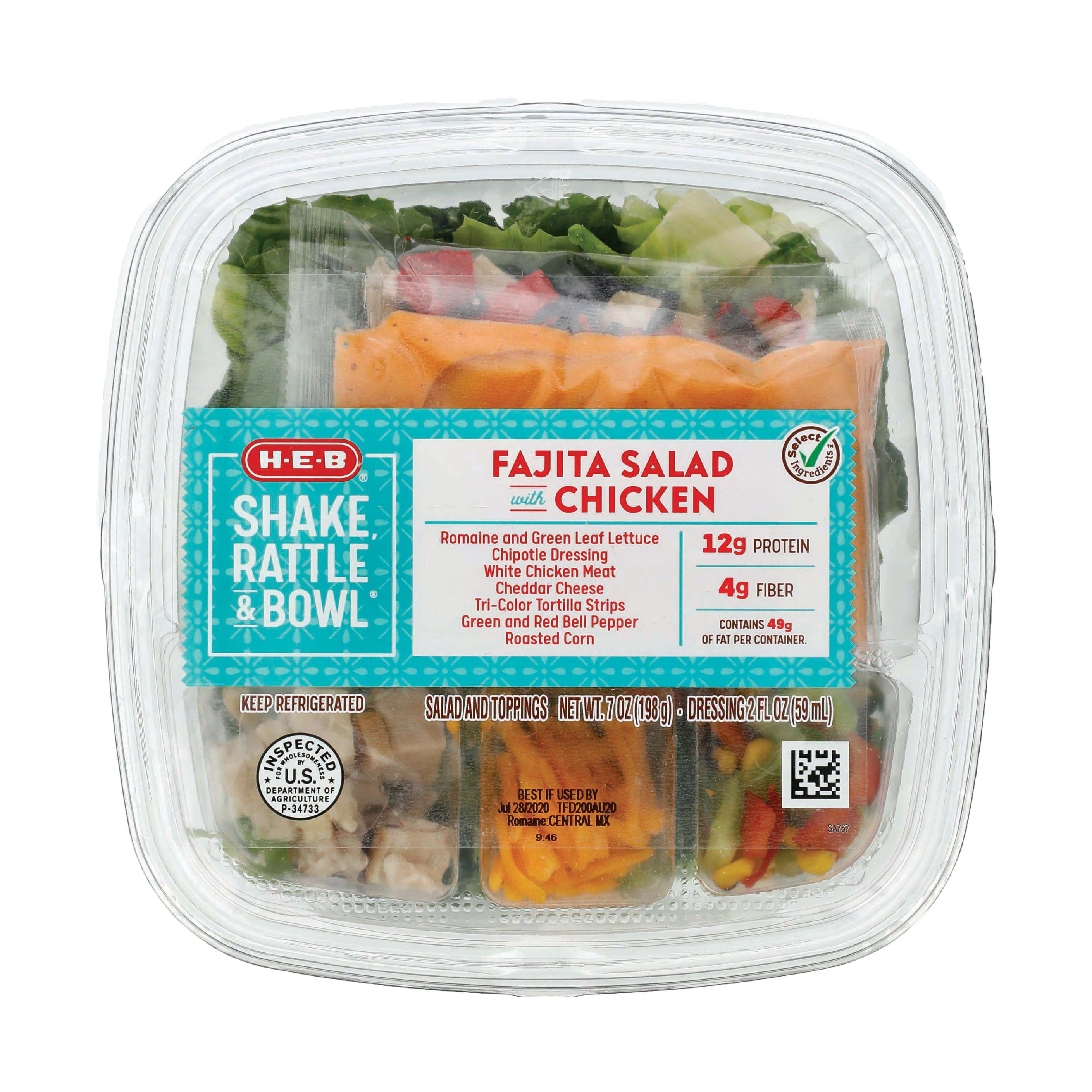 HEB Shake Rattle & Bowl Fajita Salad with Chicken Shop Salads at HEB