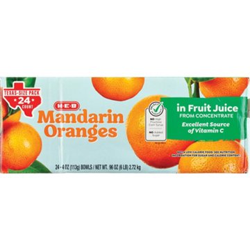 H-E-B Mandarin Orange Cups, Value Pack, 24 ct