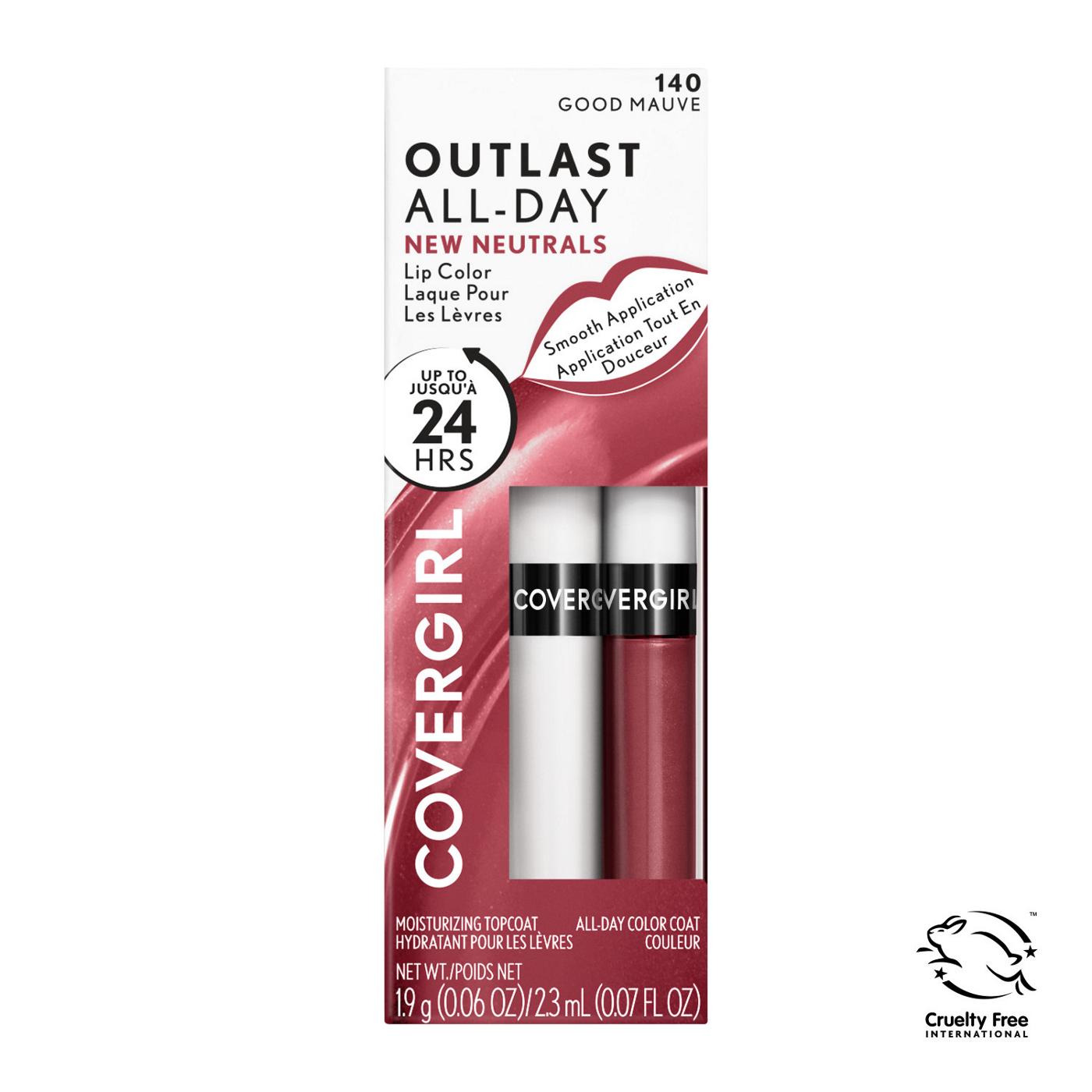 Covergirl Outlast All-Day Lipcolor New Neutrals 140 Good Mauve; image 1 of 6