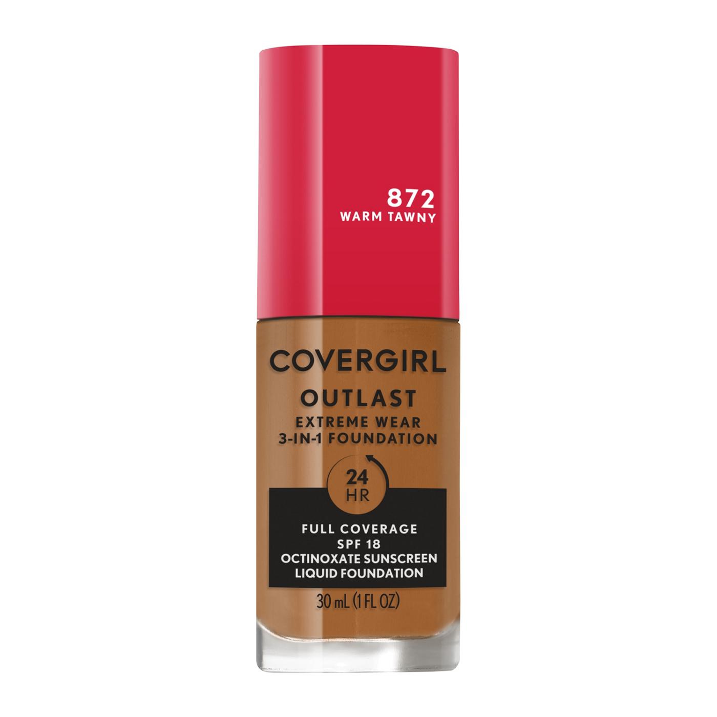 Covergirl Outlast Extreme Wear Liquid Foundation 872 Warm Tawny; image 1 of 11