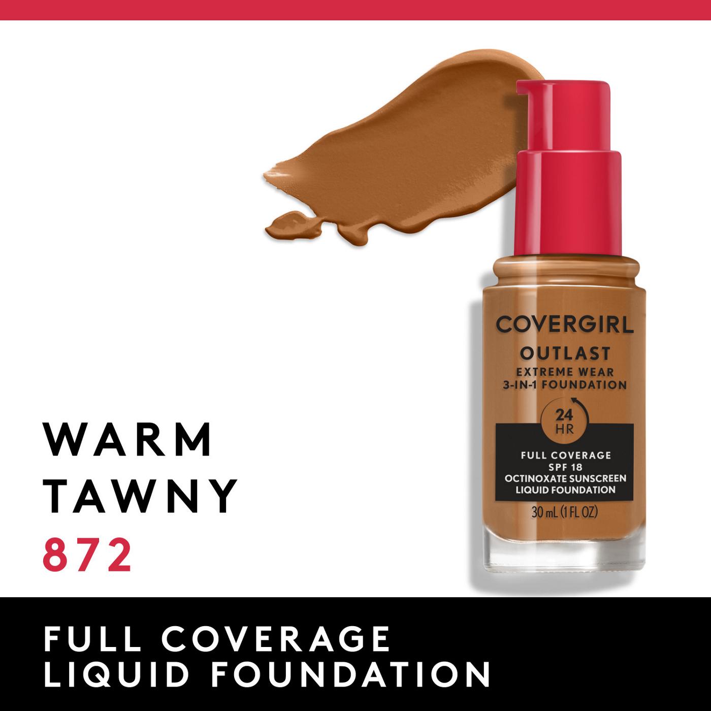 Covergirl Outlast Extreme Wear Liquid Foundation 872 Warm Tawny; image 5 of 11