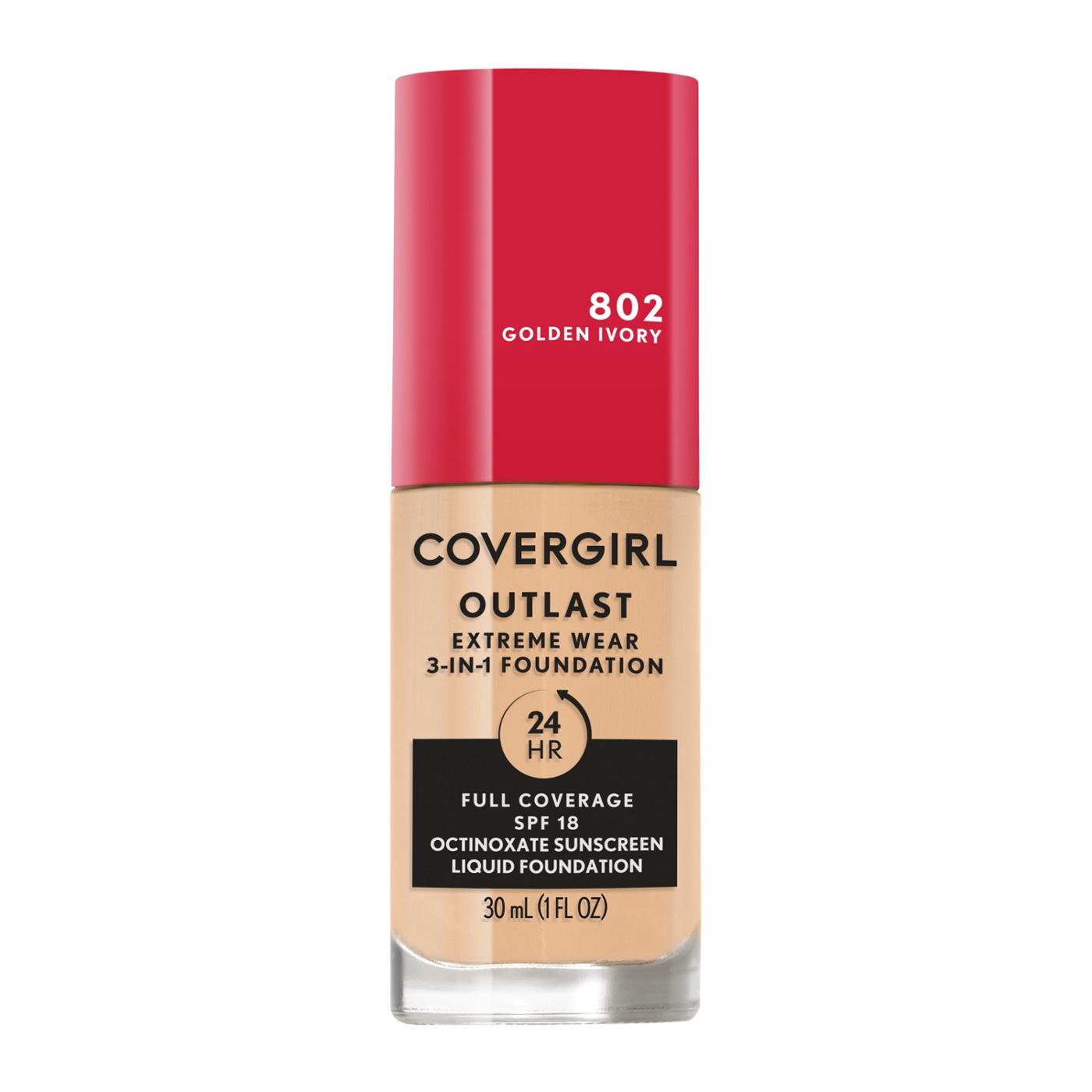 Covergirl Outlast Extreme Wear Liquid Foundation 802 Golden Ivory; image 1 of 11