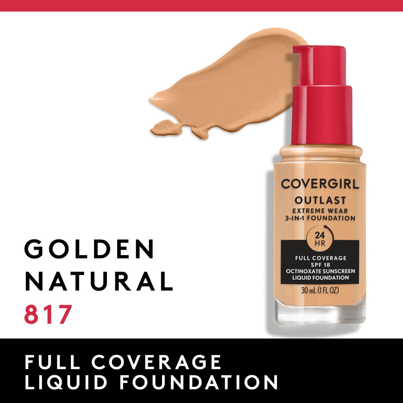 Covergirl Outlast Extreme Wear Liquid Foundation 817 Golden Natural; image 3 of 11