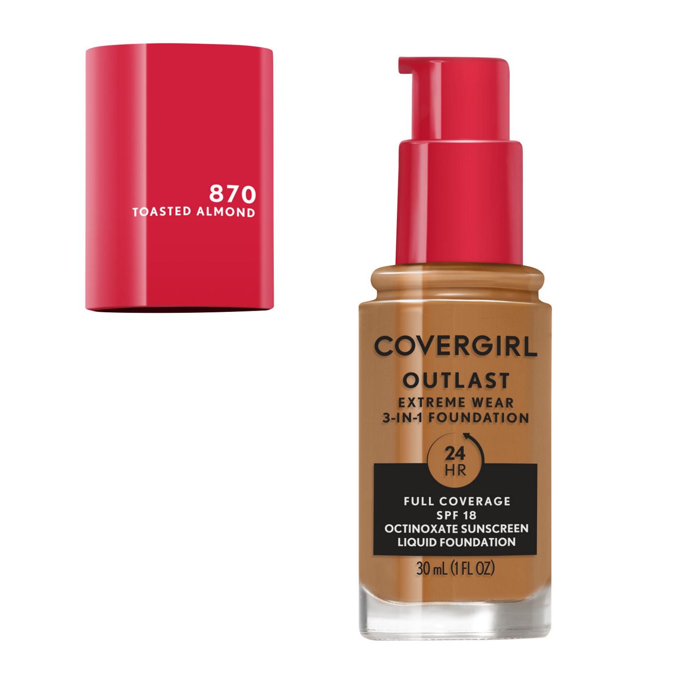 Covergirl Outlast Extreme Wear Liquid Foundation 870 Toasted Almond; image 6 of 11
