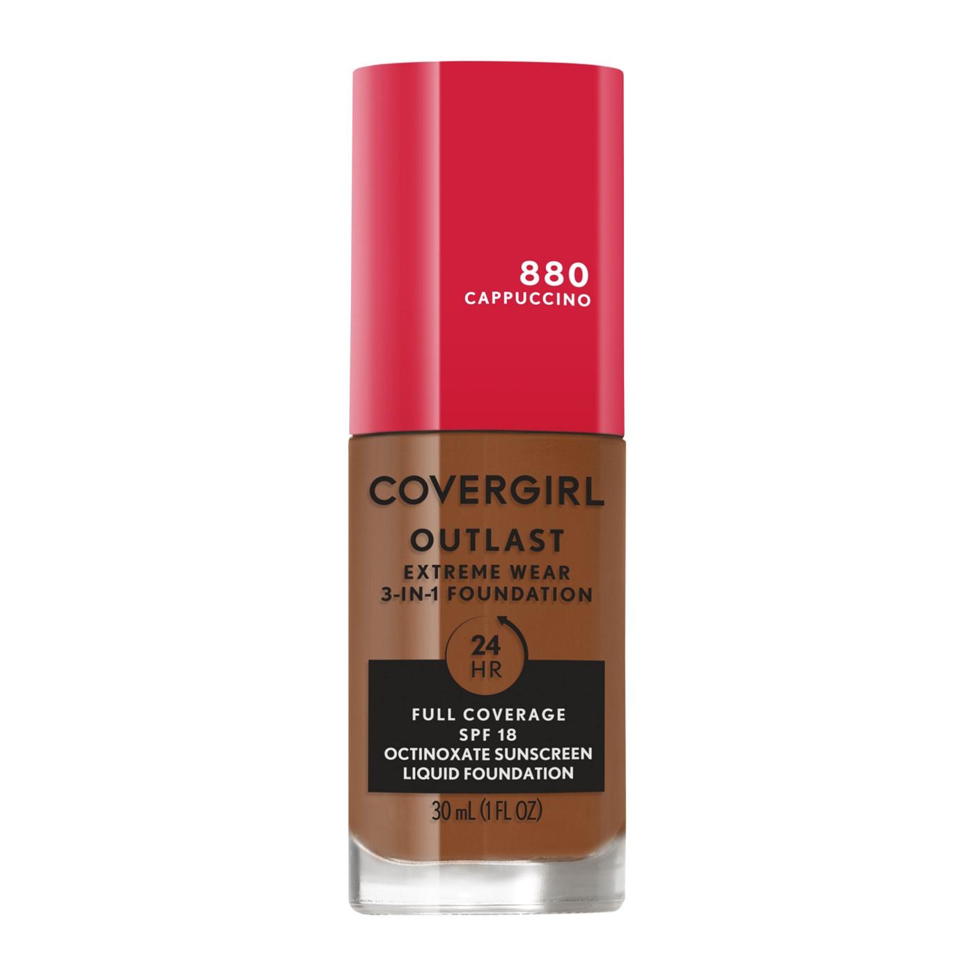 Covergirl Outlast Extreme Wear Liquid Foundation 880 Cappuccino; image 1 of 11