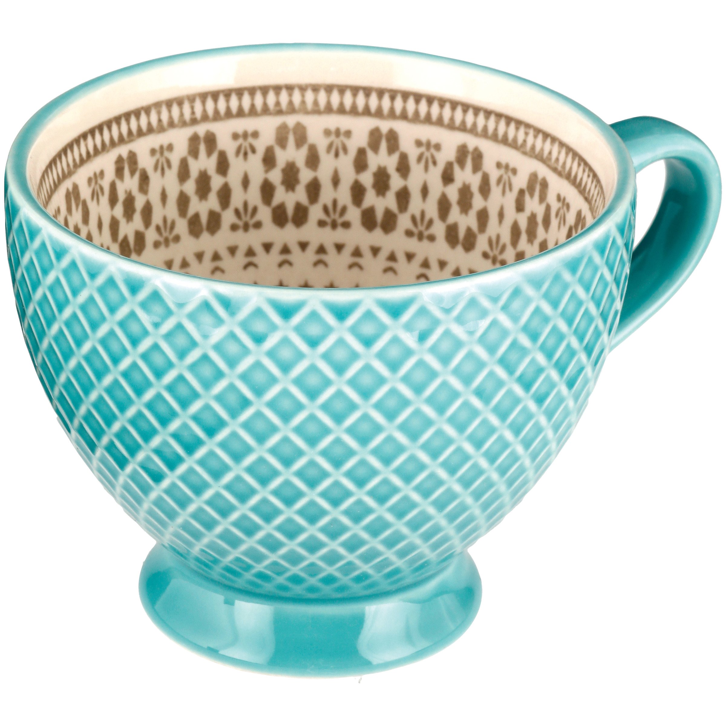 Signature Housewares Turquoise/Gray Porcelain Footed Cup Shop Cups & Tumblers at HEB