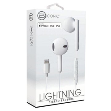 Biconic Lightning Stereo Earbuds - White