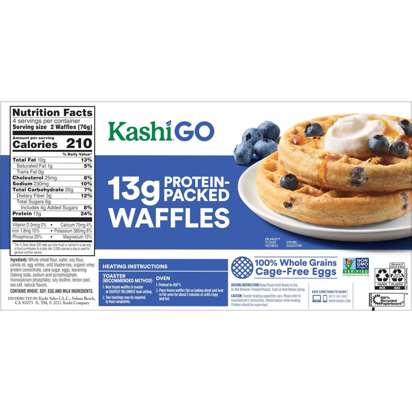 Kashi GO Wild Blueberry Frozen Protein Waffles, 10.7 oz Shop Entrees