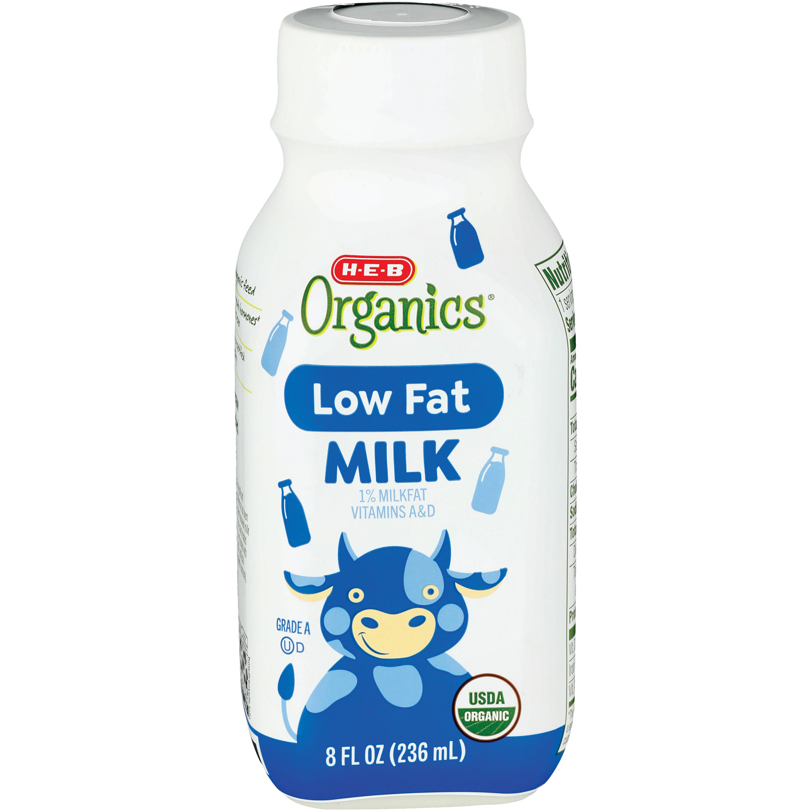 H-E-B Organics Low Fat 1% Milk, 8 oz