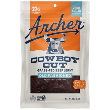Archer Zero Sugar 27g Protein Cowboy Cut Grass-Fed Beef Jerky - Old Fashioned, 2 oz