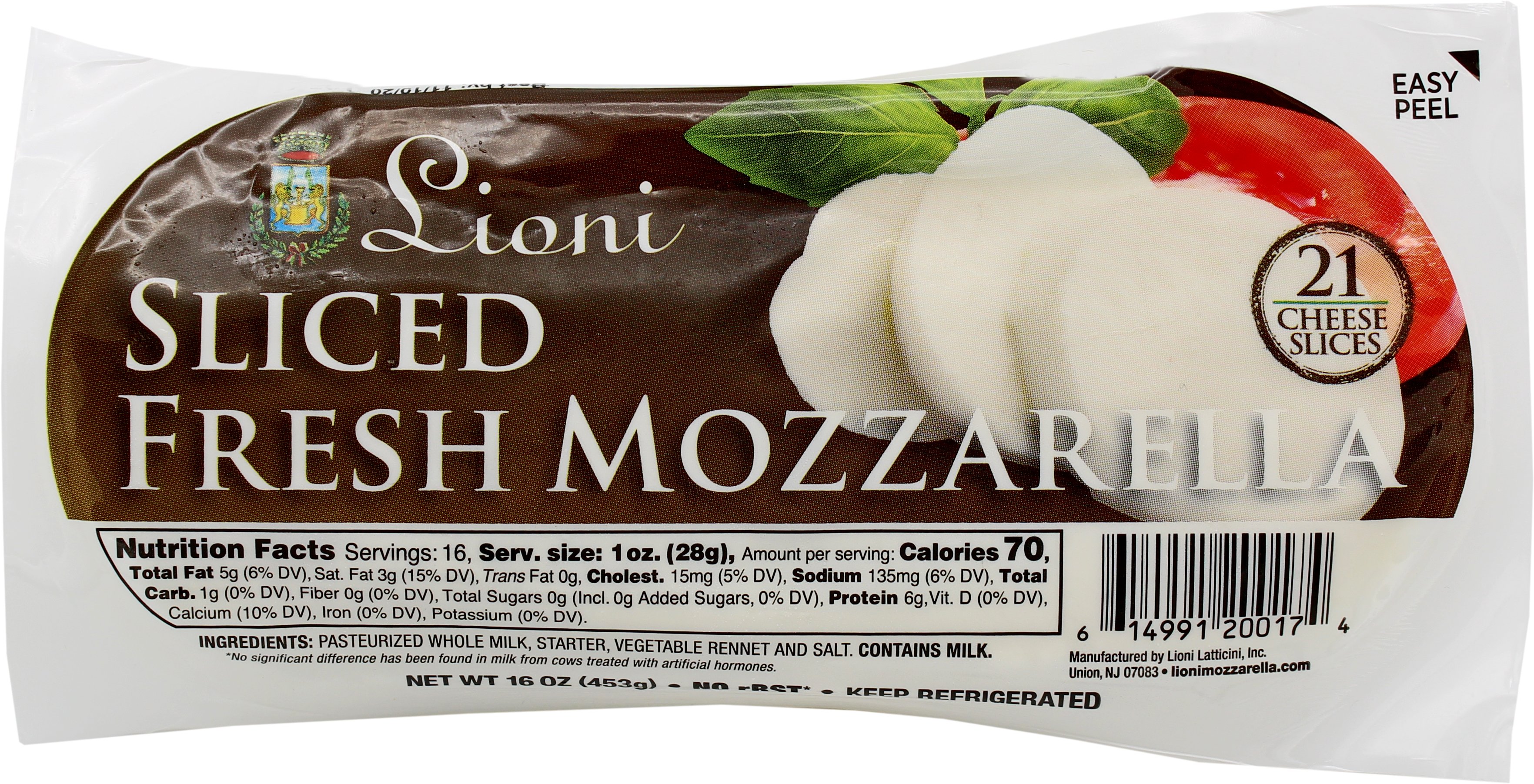 Lioni Fresh Mozzarella Sliced Cheese, 16 oz