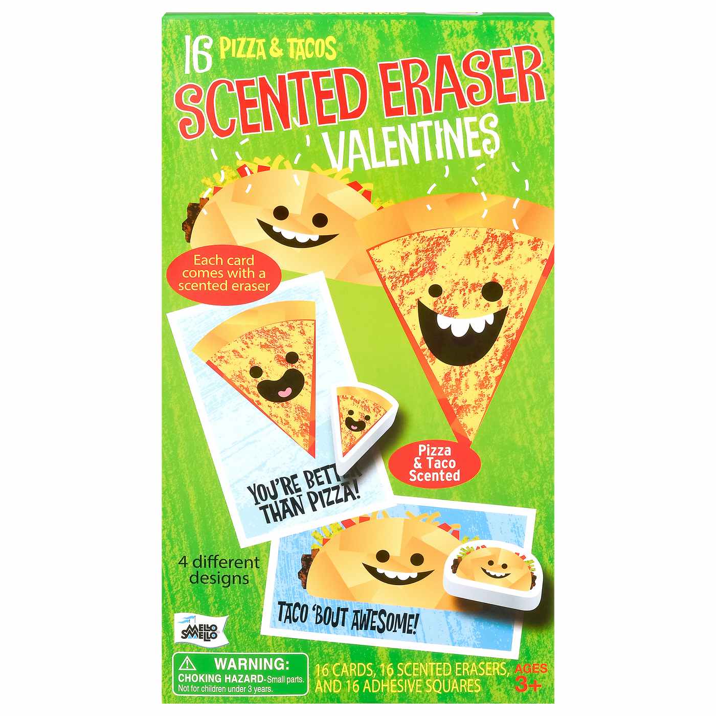 Mello Smello Pizza & Tacos Scented Eraser Valentine Exchange Cards; image 1 of 2