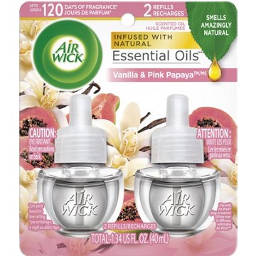 Air Wick Scented Oil Refill, Plug In Air Freshener, Vanilla and Pink Papaya, 2 ct