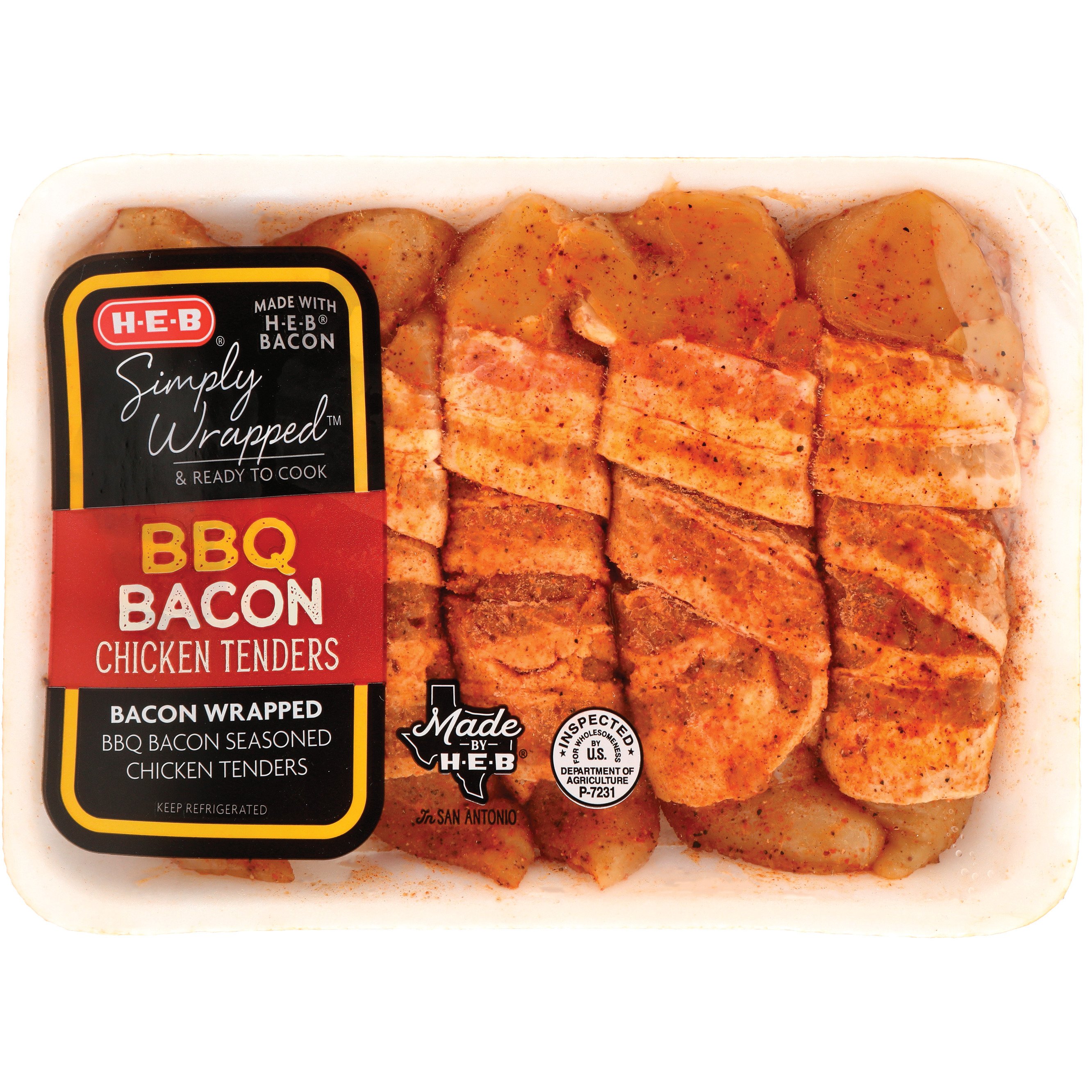 H-E-B Simply Wrapped Seasoned Chicken Tenders - BBQ Bacon - Shop ...