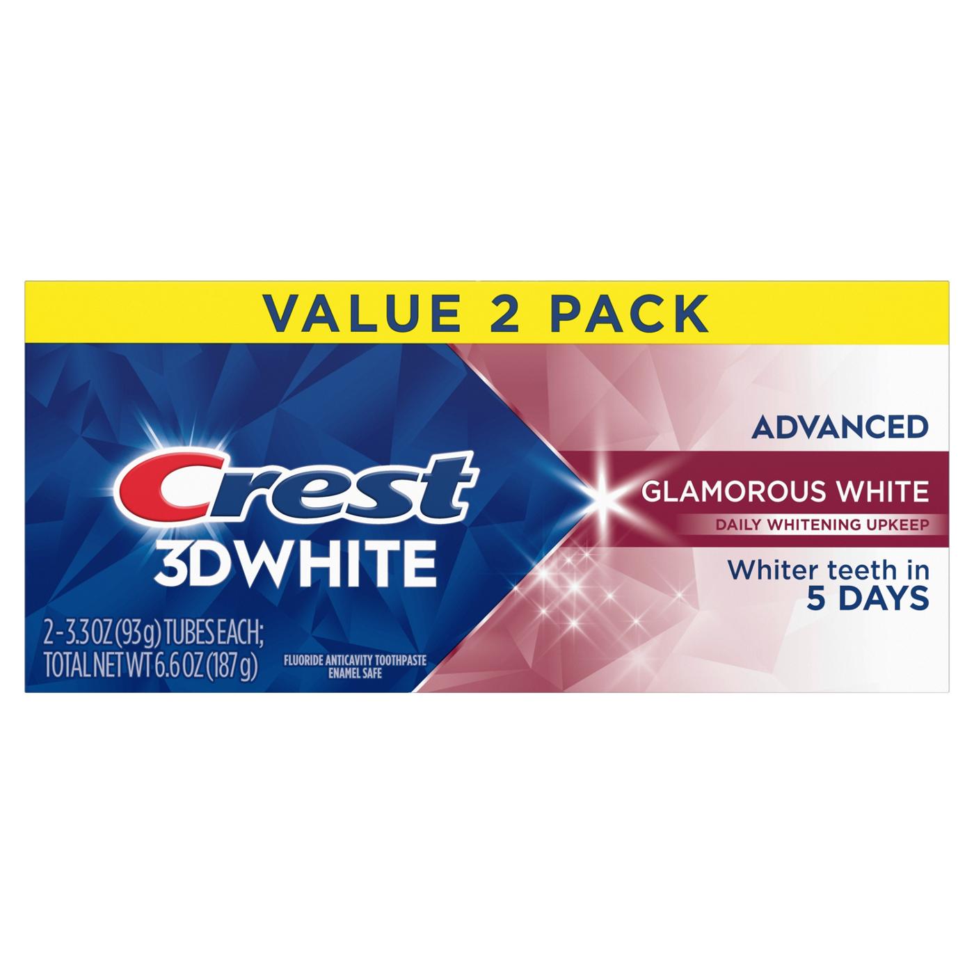 Crest 3DWhite Advanced Glamorous White Teeth Whitening Toothpaste; image 2 of 10