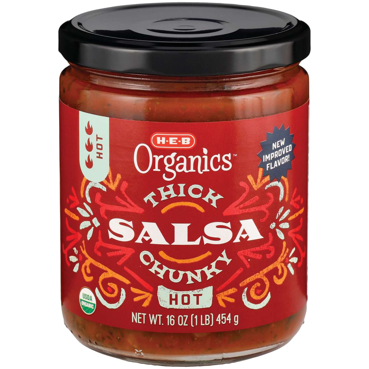 H-E-B Organics Thick N' Chunky Salsa - Hot; image 1 of 2