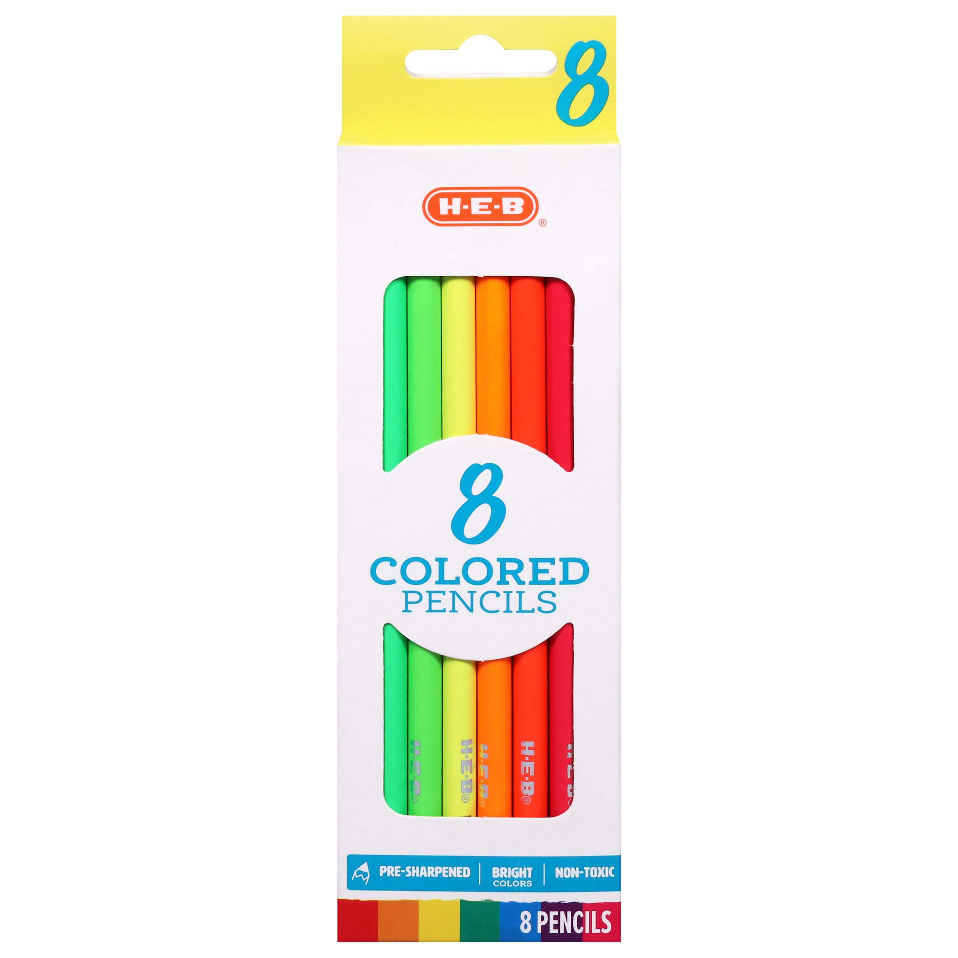 Colored Pencils, Long, Pack of 8 