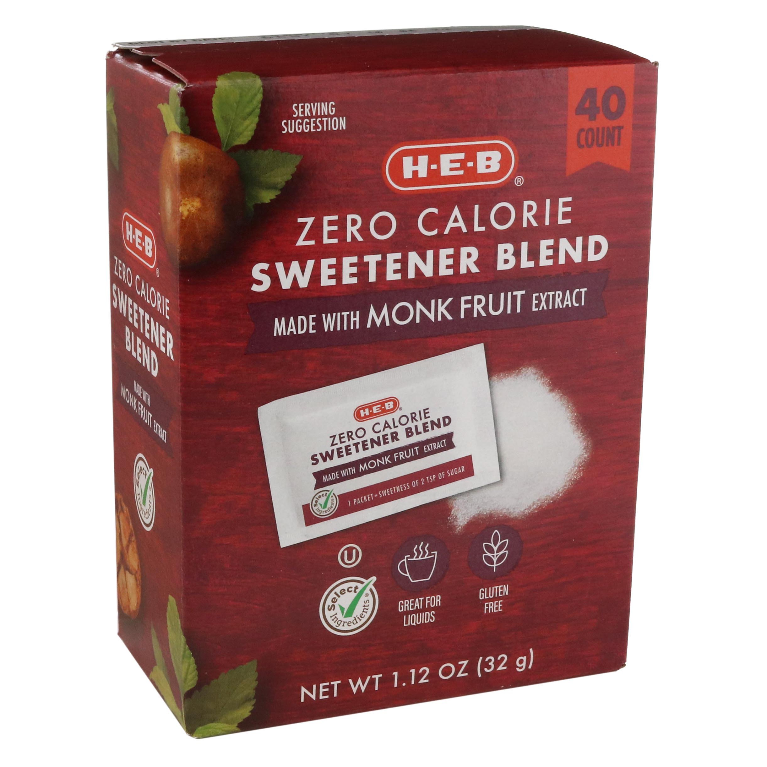 H-E-B Zero Calorie Sweetener Blend Monk Fruit Packets - Shop Sugar ...