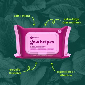 Goodwipes XL Flushable Wipes - Rosewater, 50 ct