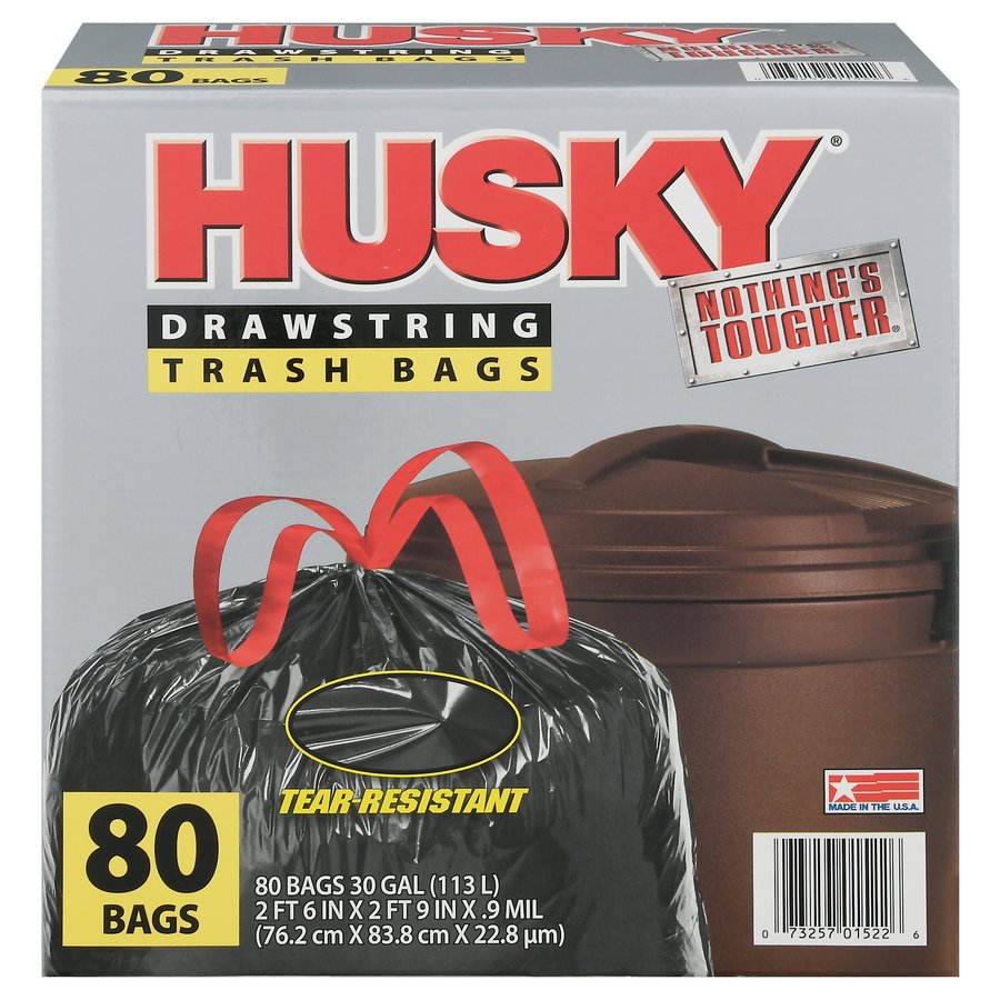Husky Drawstring 30 Gallon Trash Bags