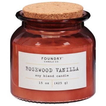 Foundry Candle Co. Rosewood Vanilla Scented Soy Candle, 15 oz
