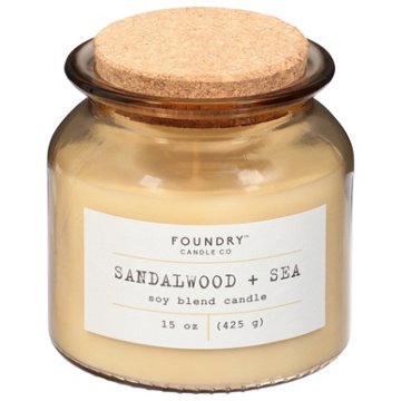 Foundry Candle Co. Sandalwood & Sea Scented Soy Candle, 15 oz