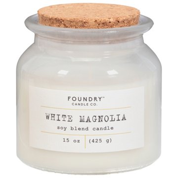 Foundry Candle Co. White Magnolia Scented Soy Candle, 15 oz