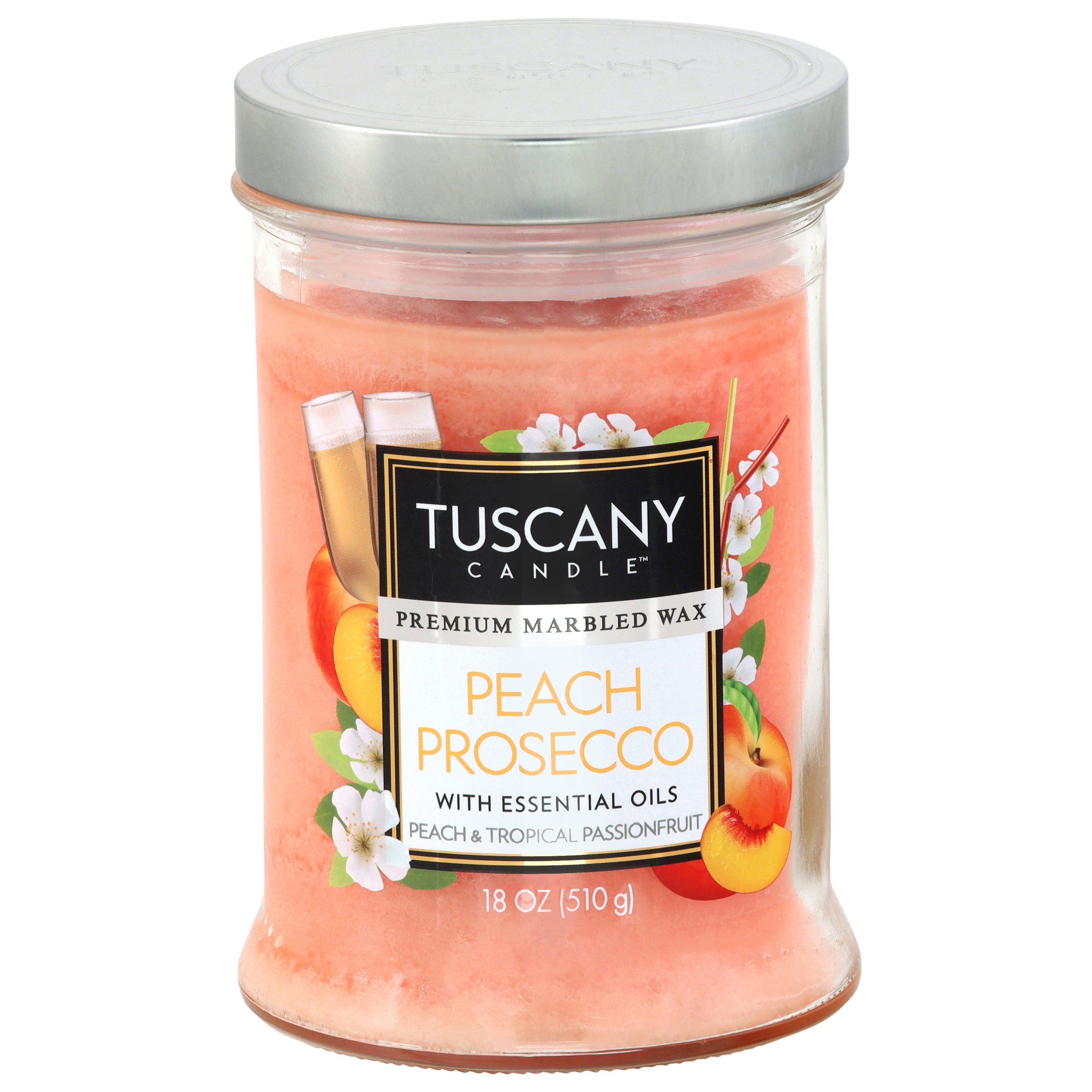 Tuscany Candle Peach Bellini Scent Candle Jar with Essential Oils