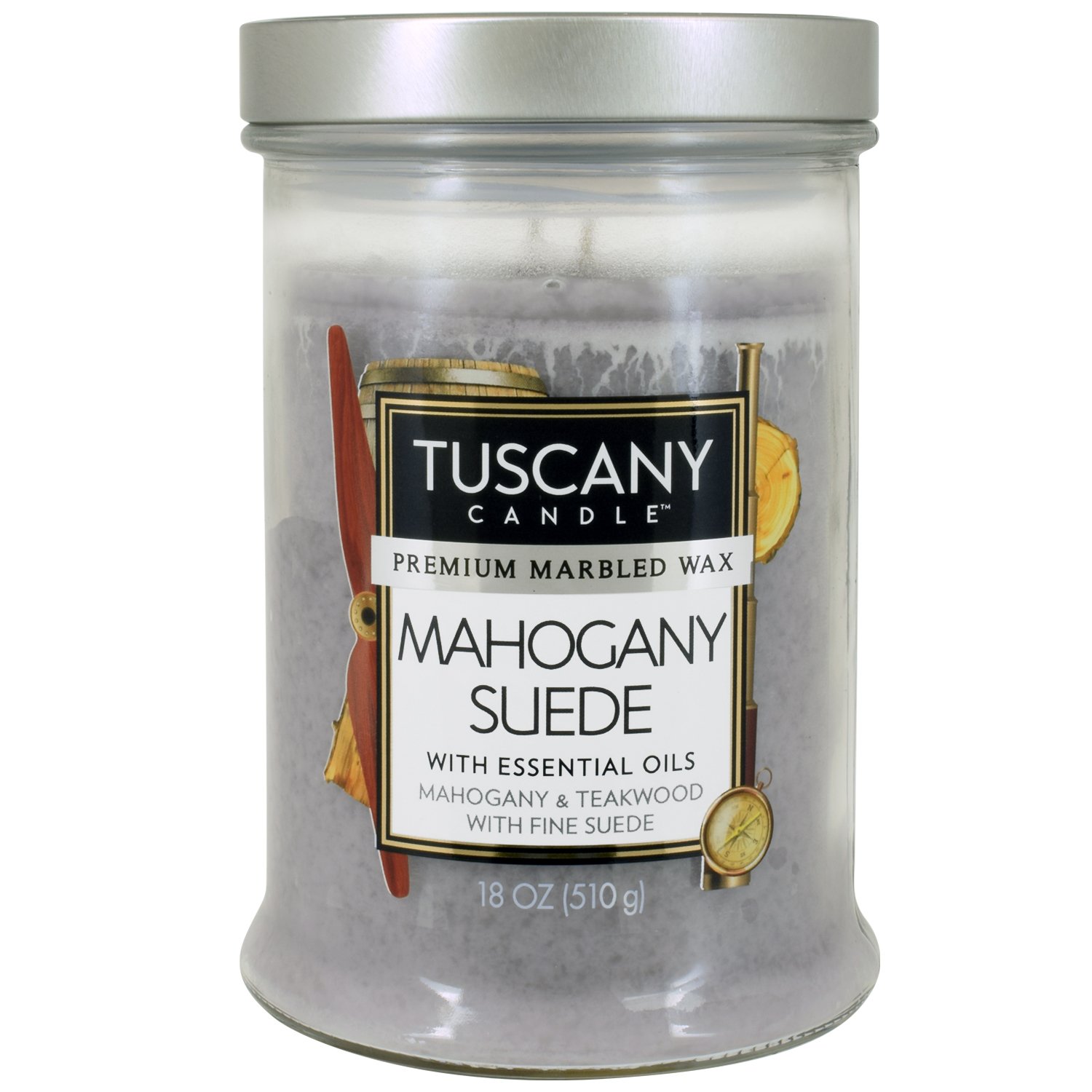 Tuscany Candle Mahogany Suede Scent Candle Jar with Essential Oils